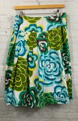 Falda John Paul Richards Mujer Talla Mediana Verde Azul Floral Plisada Línea A Foto 1 de 4