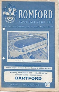 ROMFORD V DARTFORD ~ 19. SEPTEMBER 1962 ~ SOUTHERN LEAGUE FOOTBALL PROGRAMM - Bild 1 von 1