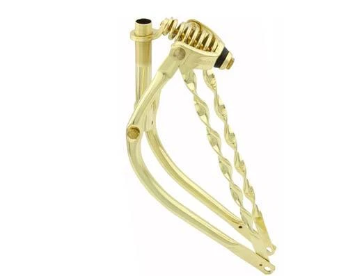 20" Bent Spring Fork 1" W/Twisted Bars Gold  cruiser lowrider bike bicycle  - Image 1 of 1