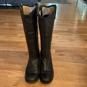Frye Hi Melissa Button Riding Boot Black Leather Size 8.5 B Quality - Picture 1 of 5
