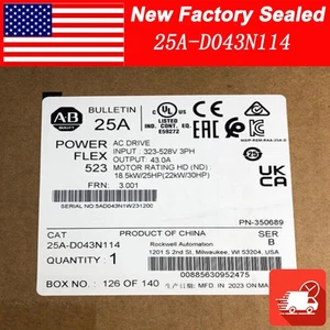 1 pieza nuevo sellado AB 25A-D043N114 PowerFlex 523 22 kW (30 hp) unidad de CA - Imagen 1 de 3