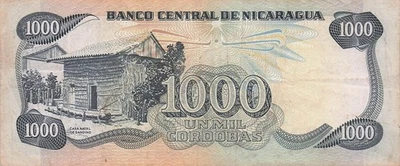 Billete Circulado Nicaragua 1000 Córdobas 11.6.1985 Serie G AAZ 14 Foto 1 de 2