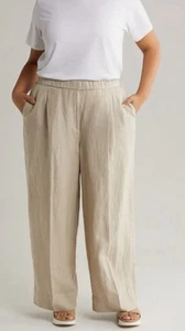 Eileen Fisher Size 1X Linen Wide Leg Trouser Pant 100% Organic Linen Tan - Picture 1 of 13