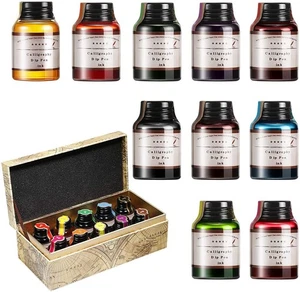 GC Fountain Pen Ink Set - 10 Colours x 20ml Bottles for Calligraphy - Picture 1 of 14