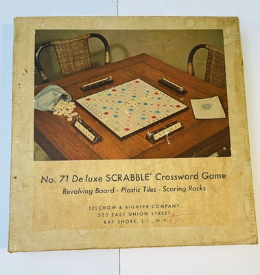 1967 Scrabble Deluxe Edition No 71 Selchow & Righter *missing 1 Tile  Orig. Box - Image 1 of 4
