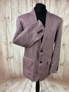 M&S LINEN Collezione Nova Fides ITALIAN Blazer Jacket 40 42 Herringbone Wedding - Picture 1 of 19