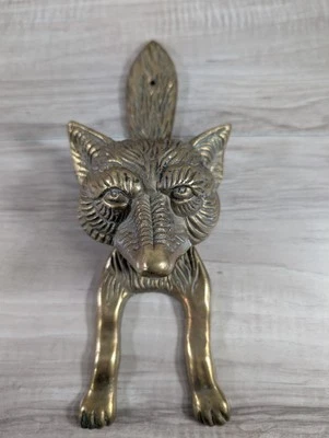 Antique Vintage SOLID BRASS HUNT-FOX Head DOOR KNOCKER A Price Products Taiwan - Image 1 of 4