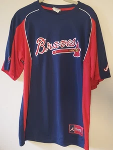 Atlanta Braves Trikot Herren M Pullover Kurzarm Rundhals Rot Blau Anfang 2000 - Bild 1 von 11