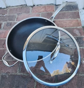 HexClad Hybrid 12” Wok Nonstick Frying Pan with Tempered Glass Lid, USED!! - Picture 1 of 9
