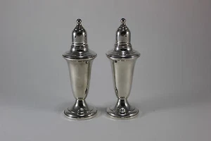 Lovely Pair of Footed Sterling Silver Salt & Pepper Shakers  - Picture 1 of 7