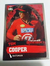 2015 Cricket Tap N Play Silver Card Tom Cooper Melbourne Renegades