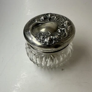 Tarro ""Secret Of The Flowers"" Unger - Alrededor de 1905, Tarro de Vidrio Corte Plata Esterlina - Imagen 1 de 11