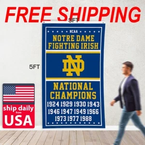 Notre Dame FLAG 3X5 Banner Champions Irish Football NCAA Fast FREE Shipping - Picture 1 of 17