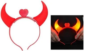 1pc NEW Light Up Glowing Red Devil Horns LED Costume Headband heart cool fun liq - Picture 1 of 1