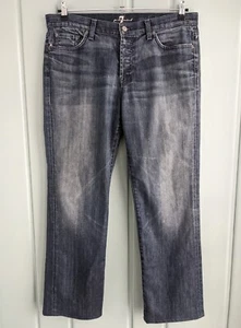 7 For All Mankind Mens 36x31 Jeans Button Fly Standard Distressed Blue Stretch - Picture 1 of 10