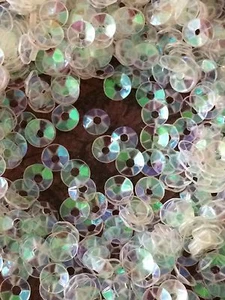 Sequins 4mm Transparent Ivory Cream AB Iridescent Coolie Hat Cup Choose Pack Siz - Picture 1 of 2