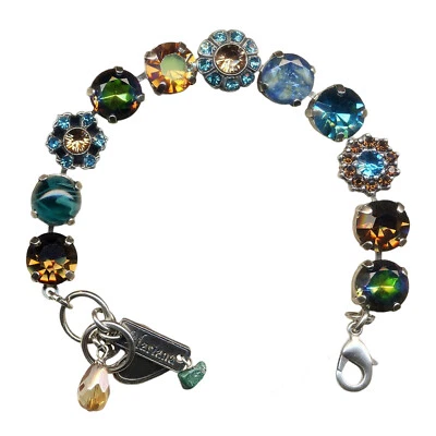 Pulsera Mariana atractiva piedra azul real, verde azulado, ámbar y mármol austriaca... Foto 1 de 3