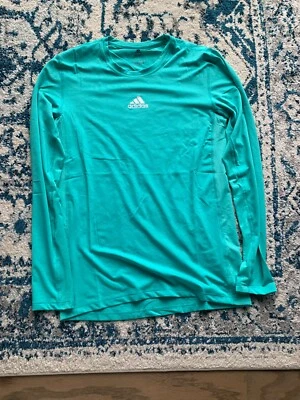 adidas Techfit Long Sleeve Shirt Teal Blue Green Men's Size Large NWT HI5785 - Imagem 1 de 3