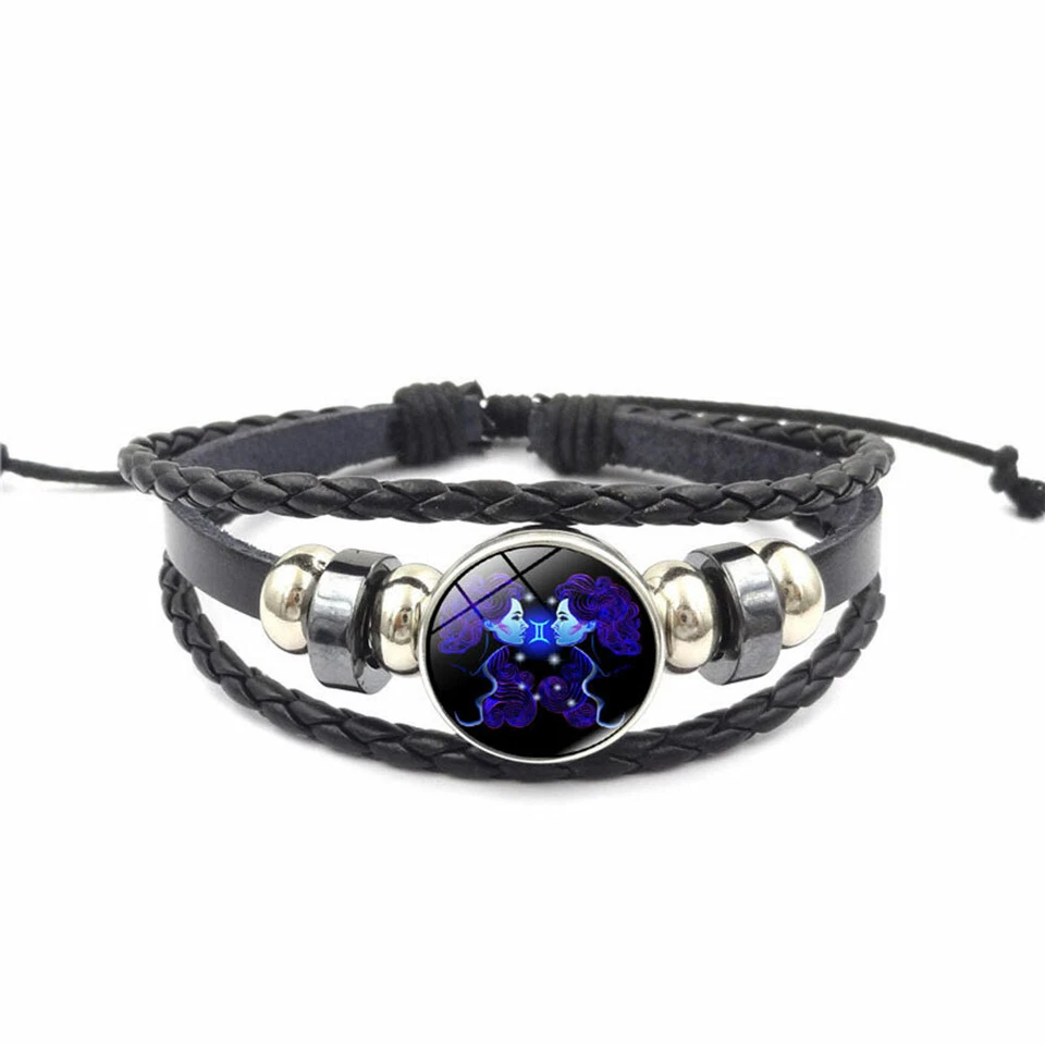 Damen Herren Surferarmband Sternzeichen Zwilling Blau Geschenk Bracelet Chunk - Bild 1 von 4