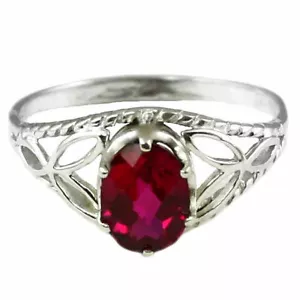 CREATED RUBY Sterling Silver Ladies Ring - Handmade • SR137 - Picture 1 of 5