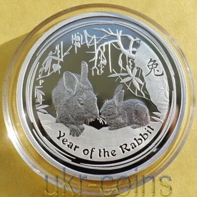 2011 Australia Perth Lunar II Year of the Rabbit 1/2 Oz Silver Proof Coin OGP - Image 1 of 4