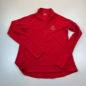 Under Armour Boston Red Sox 1/4 Zip Pullover Shirt Womens Medium Red Stretch