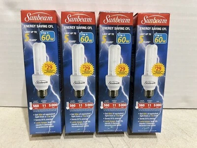 Bombilla fluorescente compacta de ahorro de energía 4 Mighty Bulb Sunbeam 560 lúmenes NUEVA Foto 1 de 4