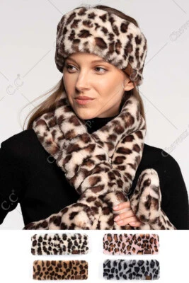 Diadema C.C Mujeres Suave Invierno Cálida Imitación Piel Leopardo Estampado Animal Envoltura Foto 1 de 4