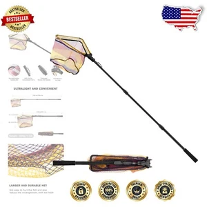 Colorful Rubber-Coated Fishing Landing Net - Ideal for Freshwater and Saltwater - Picture 1 of 9