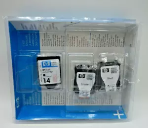Cartuchos de tinta para impresora HP tricolor y negro sellados #14 caducados 2009, originales nuevos en caja - Imagen 1 de 3