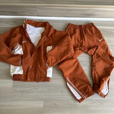 Traje de chándal vintage Reebok para mujer XS naranja quemado forrado Texas 2 piezas logotipo Y2K Foto 1 de 4