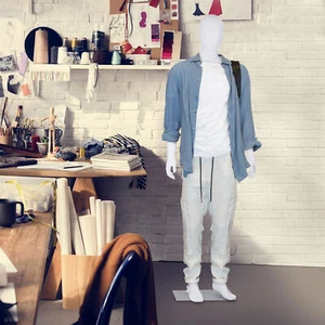 73" Male Mannequin Stand Metal Base Metal Connector w/ 360° Rotating Head White - Picture 1 of 21