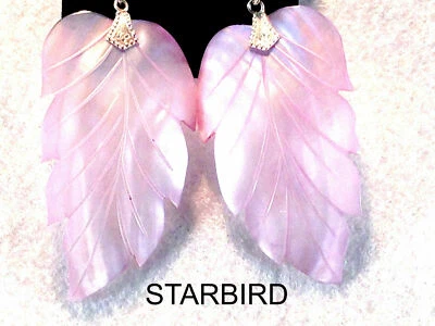 PENDIENTES HOJA COLGANTE CONCHA MARINA NACARADA MADREPERLA LAVANDA PÁLIDA Foto 1 de 4