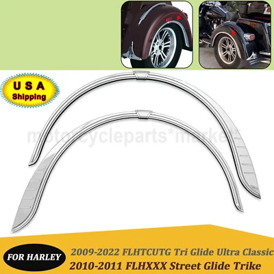 Chrome Rear Fender Flares Skirts Trim Accent For Harley 09-22 Tri Glide FLHTCUTG Foto 1 de 4