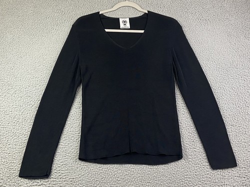 Abito Maglione Valentino S Small 42 IT Nero Viscosa Rayon Maglia Elasticizzato EXC