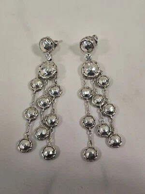 John Hardy Palu Hammered Sterling Silver Chandelier Earrings, Pouch - Image 1 of 3