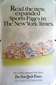 SEMPE NEW YORK TIMES ADVERTISING POSTER FOOTBALL 30" X 46" VERY RARE - Picture 1 of 1