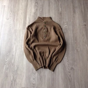 VINTAGE Military Pullover Herren S OD oliv trist Wolle Army 5-Knopf Henley gerippt - Bild 1 von 6