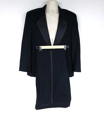 Calça smoking preta vintage Bill Blass plissada 1 botão tamanho formal? - Imagem 1 de 4