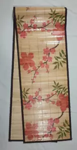 Vintage Multicolored Pink Floral Bamboo Long Table Runner 72” X 13” MCM Boho - Picture 1 of 7