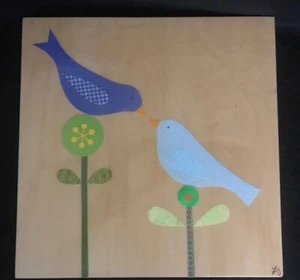 Petit Collage originale arte su legno, Lorena Siminovich, 2 uccellini, firmato, numerato - Foto 1 di 8