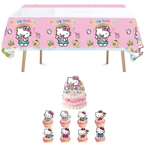 HELLO KITTY PARTY SUPPLIES TABLECLOTH CUPCAKE TOPPERS CAKE TOPPER - Picture 1 of 3