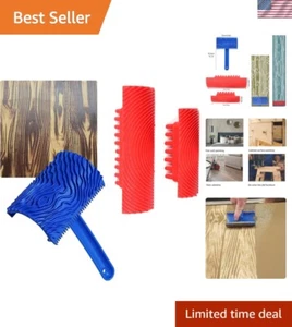 3-Piece Wood Grain Tool Kit – Textured Paint Roller, Soft Rubber for DIY Decor - Picture 1 of 9