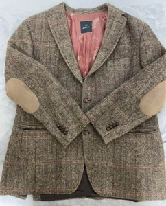 Harris Tweed Tailored Jacket Elbow Patch Mens Brown Gift From Japan - Picture 1 of 5