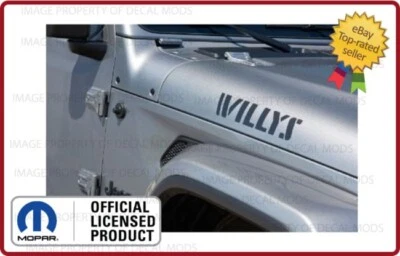 2x Jeep Gladiator WILLYS Hood Vinyl Decals Graphics Stickers Black Matte SJ1G7 - Image 1 of 3