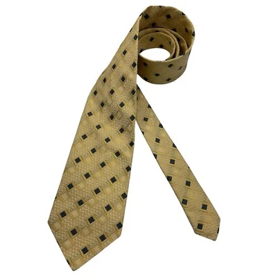 DORMEUIL Yellow Geometric Silk LUXURY Tie HANDMADE ITALY  - Image 1 of 4