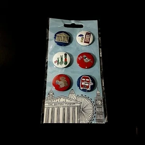 London Badges The British Museum Set of 6 UK England Brooch Pins Collectible - Picture 1 of 3