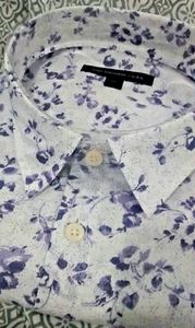 NUEVO CON ETIQUETAS John Varvatos Star EE. UU. Hombre Talla L Mangas Cortas Botones Camisa Abstracta - Imagen 1 de 12