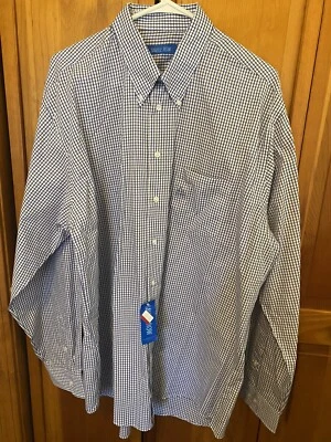 MEN'S SAVILE ROW SIZE 17 36/37 XL BLUE WHITE CHECK W/TAGS - Image 1 of 4
