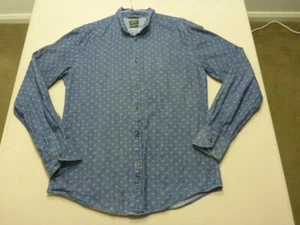 051 MENS EX-COND INDUSTRIE DK BLUE PATTERNED L/S SHIRT SZE SML $90 RRP. - Picture 1 of 8